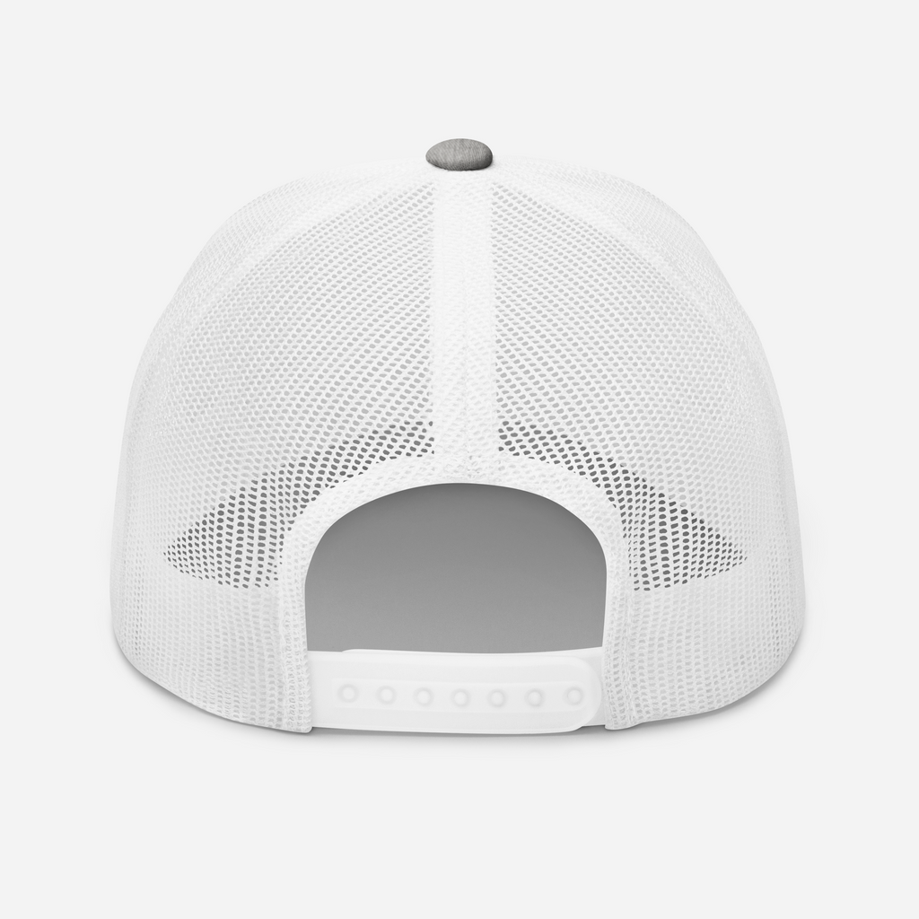 Retro Trucker Cap HEATHERGREY WHITE back Nimella-Sports