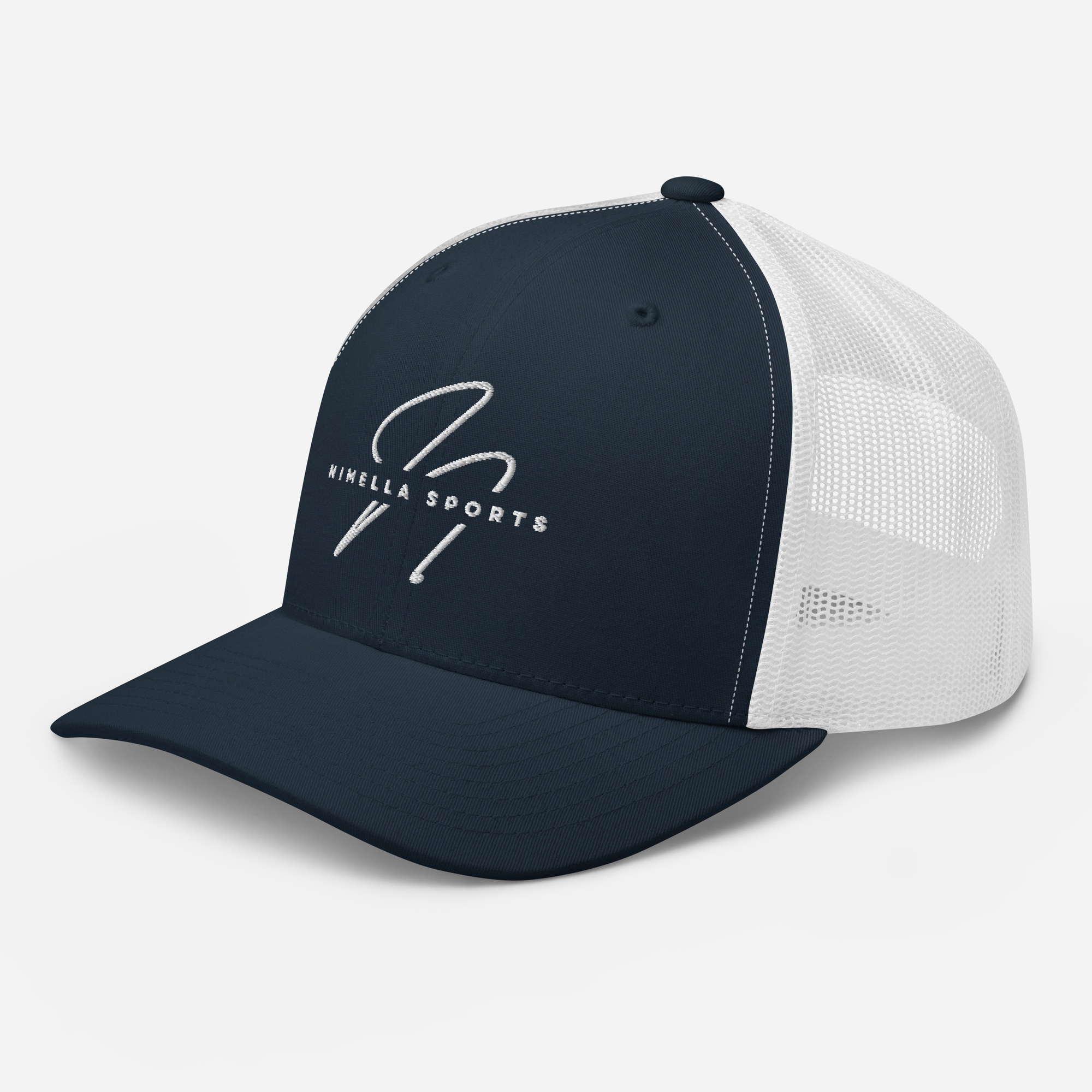 Retro Trucker Cap NAVY-WHITE front Nimella-Sports