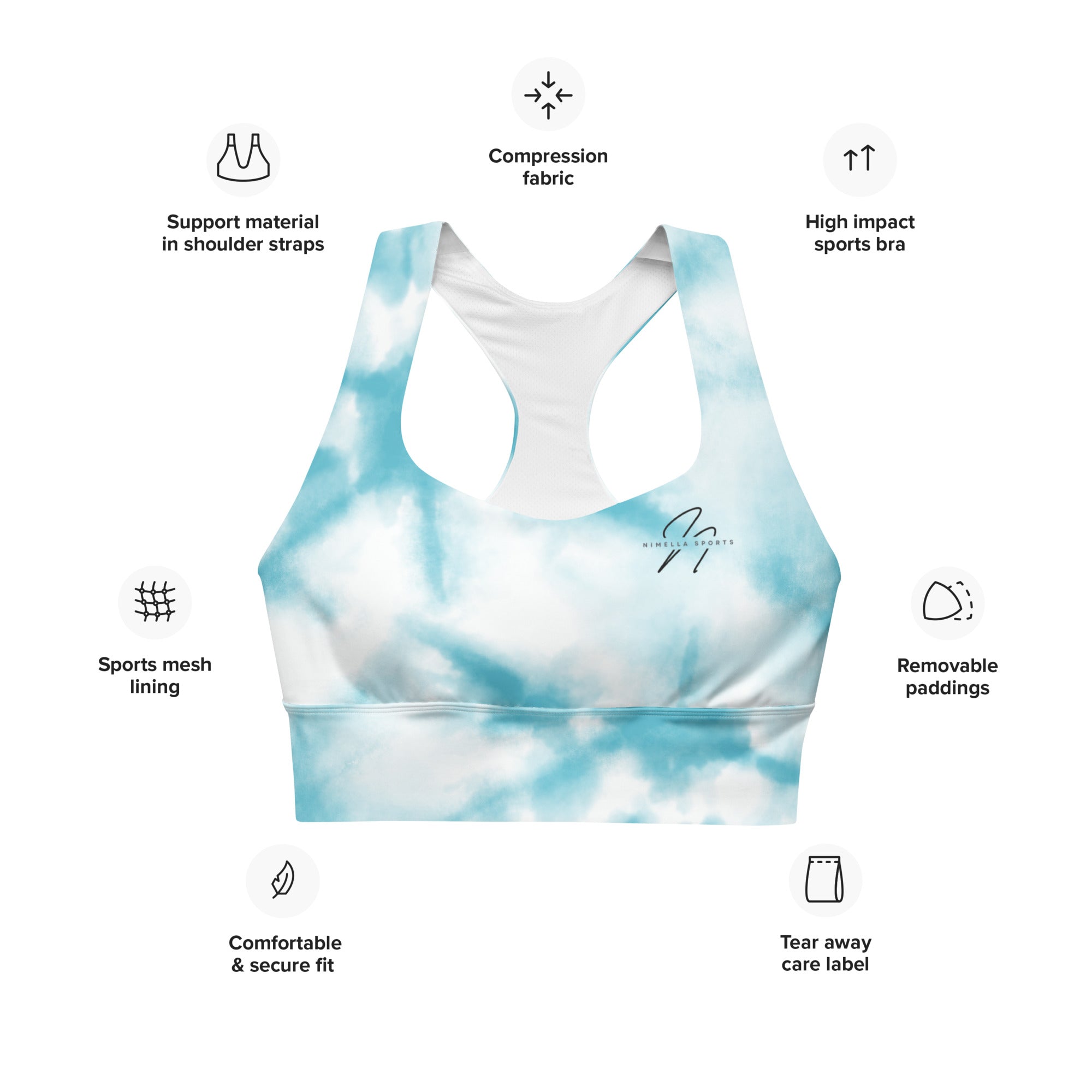Sport-BH SKYBLUE Produktinfo Nimella-Sports 